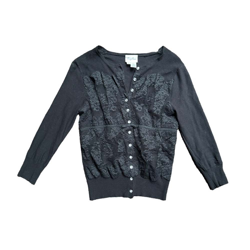 Tracy Reese Embelished Lace Cardigan Sweater Button Up Size P